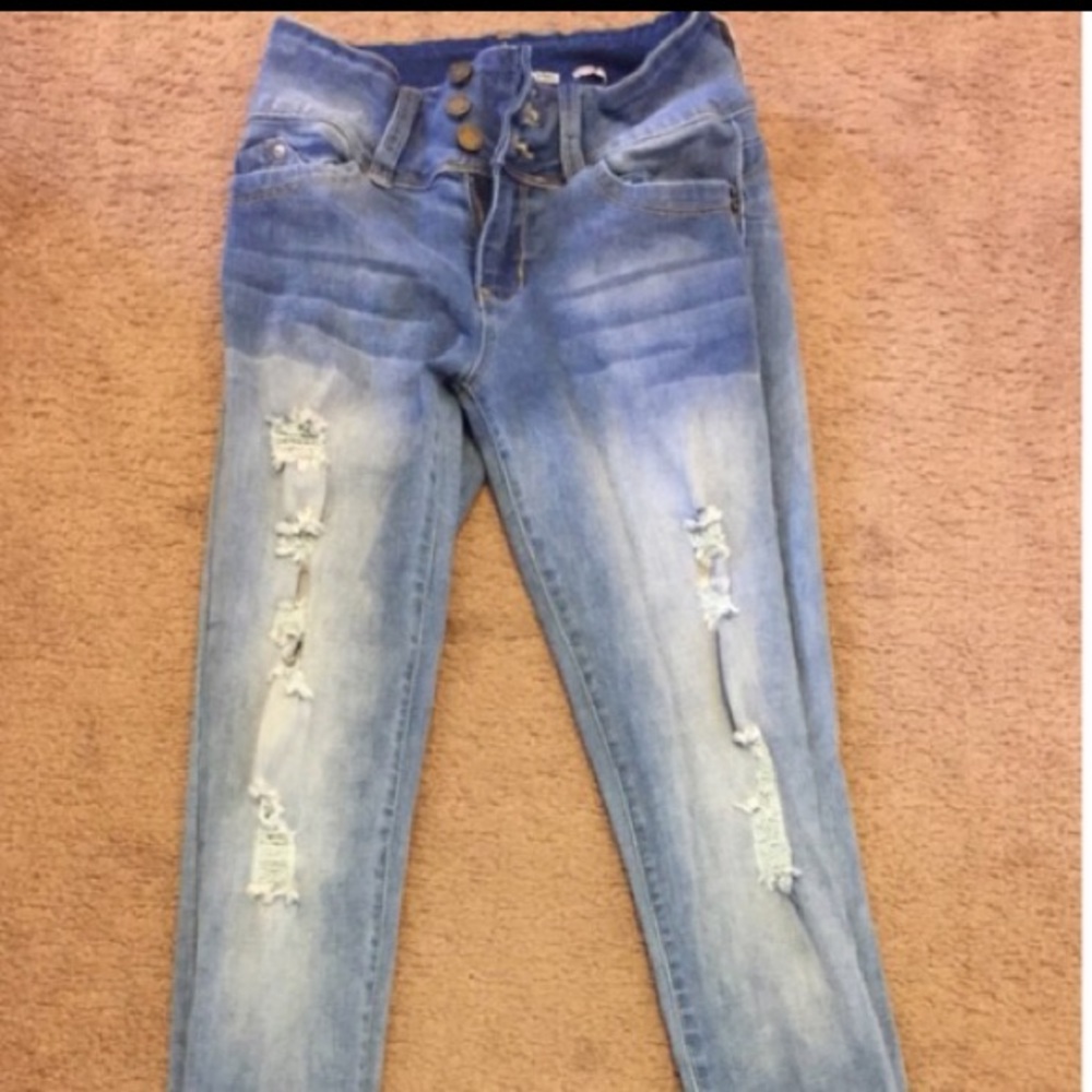 Mid rise ripped leggings Sz 5